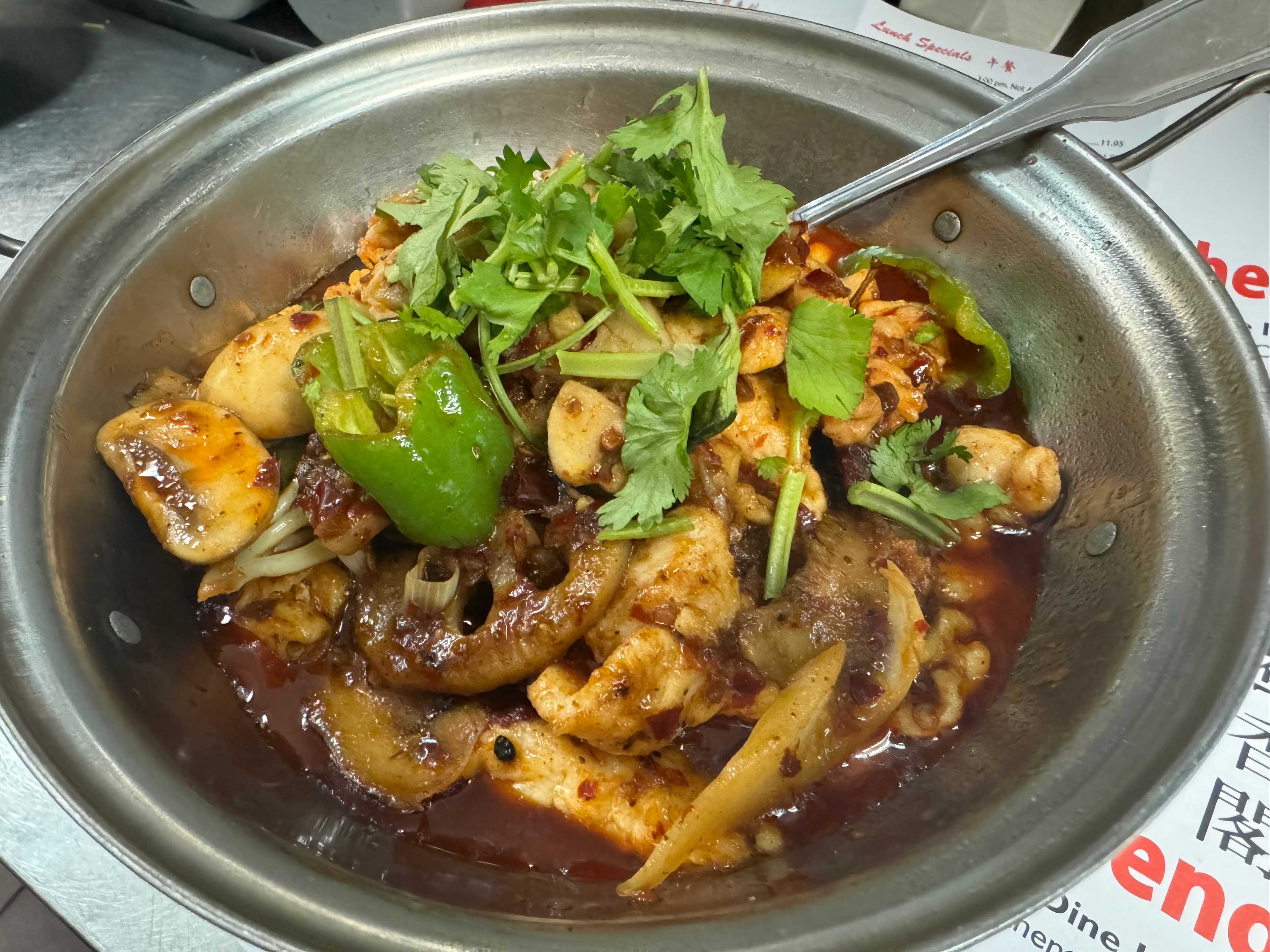 Sichuan dry pot chicken with cilantro